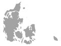 Gray map of Denmark on white background Royalty Free Stock Photo