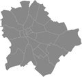 Gray map of districts kerÃÂ¼let of Budapest, Hungary