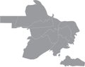 Gray map of districts raions of Nizhny Novgorod, Russia