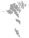 Gray map of Faeroe Islands on white background