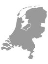 Gray Map of The Netherlands on White Background Royalty Free Stock Photo