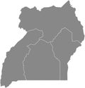 Gray map of Uganda