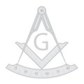 Gray masonic square and compass symbol