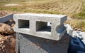 Rectangular thick concrete blocks. Royalty Free Stock Photo