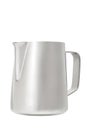 Gray matt milk pitcher stainless steel for foaming milk jug for latte art. Royalty Free Stock Photo