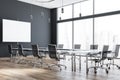 Gray meeting room with projection screen Royalty Free Stock Photo