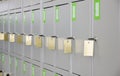 Gray metal lockers for storage of things with keys Royalty Free Stock Photo