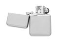 Gray metallic cigarette lighter isolated on white, top view Royalty Free Stock Photo