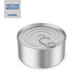 Gray metallic tin can mockup. Vector illustration. Royalty Free Stock Photo