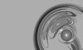 Gray monochromatic glossy round shape, bubble or sphere with smooth ripples, refractions and reflections inside itself. Royalty Free Stock Photo