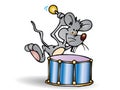 Gray Mouse playing big drum Royalty Free Stock Photo