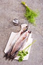 Gray Mullet Fish (Kefal) on board on a table Royalty Free Stock Photo
