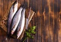 Gray Mullet Fish (Kefal) on stone board Royalty Free Stock Photo