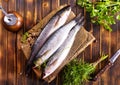 Gray Mullet Fish (Kefal) on stone board Royalty Free Stock Photo