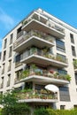 Gray multi-family house with balconies Royalty Free Stock Photo