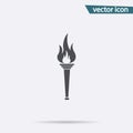 Gray Olympic Torch flame icon isolated on background. Modern simple Monochrome fire symbol in trend
