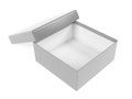 Gray open gift box. Realistic carton mock up. 3d rendering illustration isolated