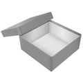 Gray open gift box. Realistic carton mock up