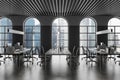 Gray open space office interior with arched windows Royalty Free Stock Photo