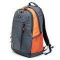 Gray and Orange Backpack Isolated on White Background Royalty Free Stock Photo