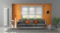 Gray orange living room