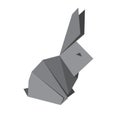 Gray Origami rabbit isolated on white