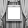 Gray ornamental curtain background with a suspended silver class