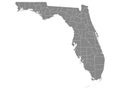 Counties Map of US State of Florida Royalty Free Stock Photo