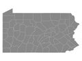 Counties Map of US State of Pennsylvania