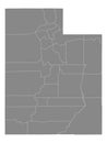 Counties Map of US State of Utah