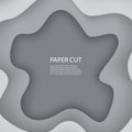 Gray paper cut shapes with wave pattern background Royalty Free Stock Photo