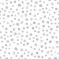 Gray pattern, spirals and flowers. Seamless vector background