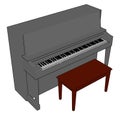 Gray piano, illustration, vector