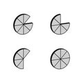 Gray pie chart. Circular segment design. Data infographic icon. Simple monochrome style.