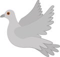 Gray pigeon on a white background. Dove in flight. A symbol of love and devotion, peace, vector. Royalty Free Stock Photo