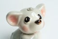 Gray piggy bank toy made of porcelain Royalty Free Stock Photo