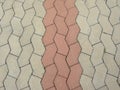 Concrete floor with hexagonal tiles