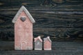 Gray and Pink Cute Decorative Houses