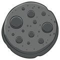 Gray planet with craters in a cartoon style astronomical cosmic object surface Royalty Free Stock Photo