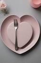 gray plate with heart fork
