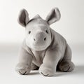 Gray Plush Toy Rhino: Digitally Enhanced Design With Softbox Lighting