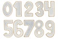 Gray polka dots numbers with gold outline