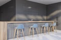 Gray pub corner with bar counter