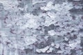 Gray purple painting with white paint strokes on textured canvas