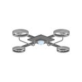Flat vector icon of gray quadcopter in flight. Remote controlled drone with 4 rotor blades. Unmanned aerial vehicle Royalty Free Stock Photo