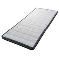 Gray quilted sleeping mat with white grid pattern and dark trim image photo Royalty Free Stock Photo