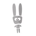 Gray rabbit, cartoon bunny on a white background.