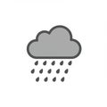 Gray rain cloud icon with multiple raindrops below, symbolizing precipitation. The cloud Royalty Free Stock Photo