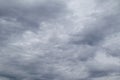 Gray rain clouds loaded with rain in the sky. Overcast sky with dark clouds. Dark sky before a thunderstorm Royalty Free Stock Photo