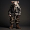 Gray Rat In Jacket And Boots: A Conceptual Portraiture With Intriguingly Taboo Style